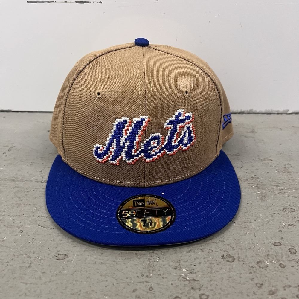 New Era New York Mets NY 8‎ Bit Pixels Logo New Era Fitted Hat Cap 59fifty 7 3/8